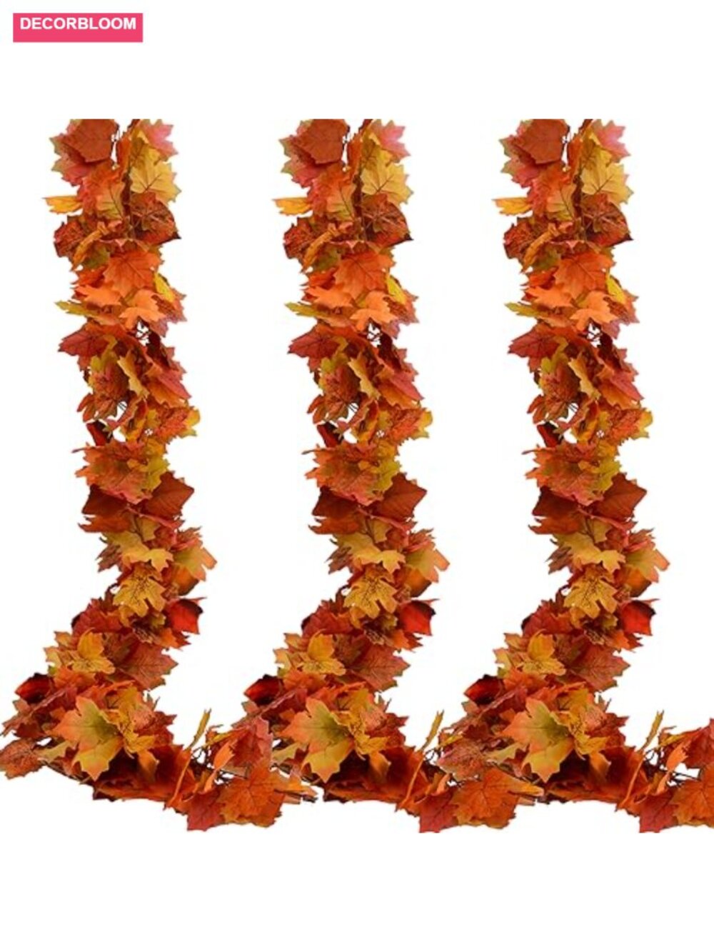 3 Pack Fall Maple Leaf Garland 5.9Ft Artificial Autumn Foliage